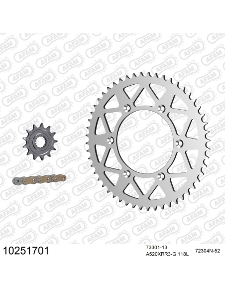 Kit chaine 520 AFAM - Couronne alu anti-boue - Type de chaine au choix - HUSABERG FE 450 E 2008-2014