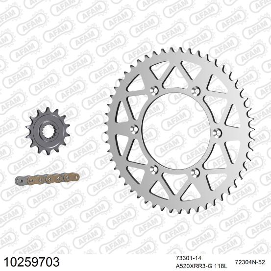 Kit chaine 520 AFAM - Couronne alu anti-boue - Type de chaine au choix - HUSABERG FE 501 E 2013-2014