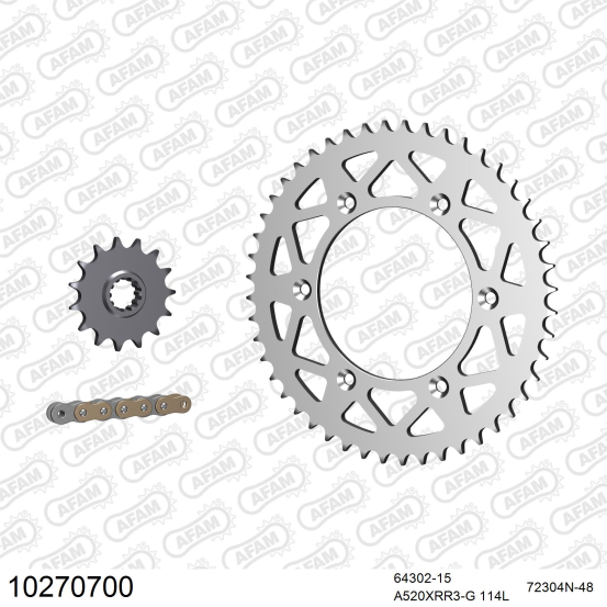 Kit chaine 520 AFAM - Couronne alu anti-boue - Type de chaine au choix - HUSABERG 600 FE 2000-2003