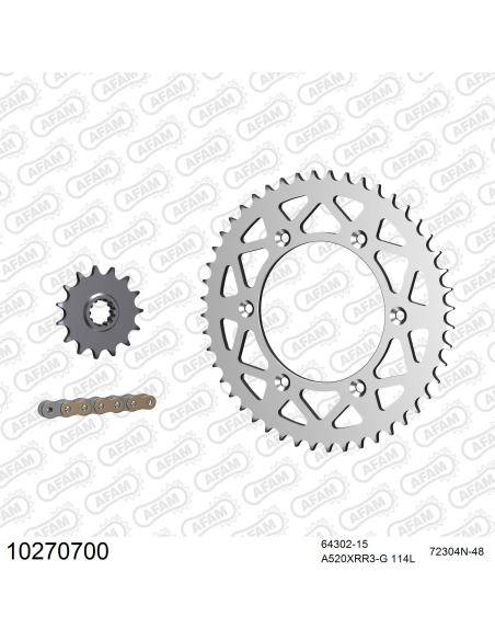 Kit chaine 520 AFAM - Couronne alu anti-boue - Type de chaine au choix - HUSABERG 600 FE 2000-2003