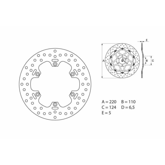 Disque de frein arrière fixe Brembo Oro APRILIA