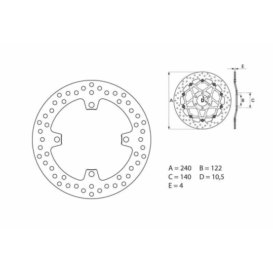 Disque De Frein Arrière BREMBO Serie Oro Rond Fixe SUZUKI 250/450 RM Z