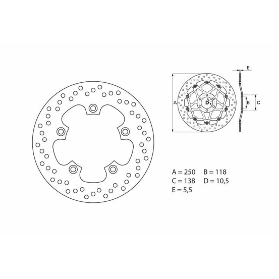 Disque de frein arrière fixe Brembo Oro SUZUKI