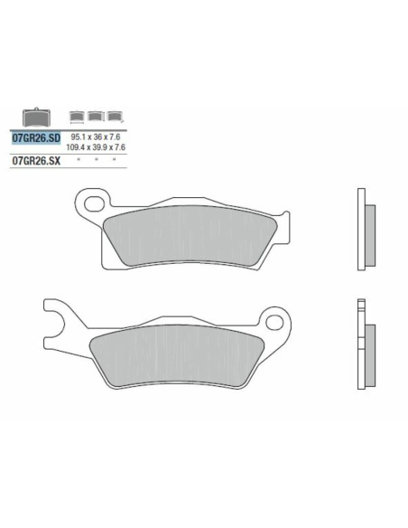 Plaquette de frein BREMBO 07GR26SD métal fritté Quad