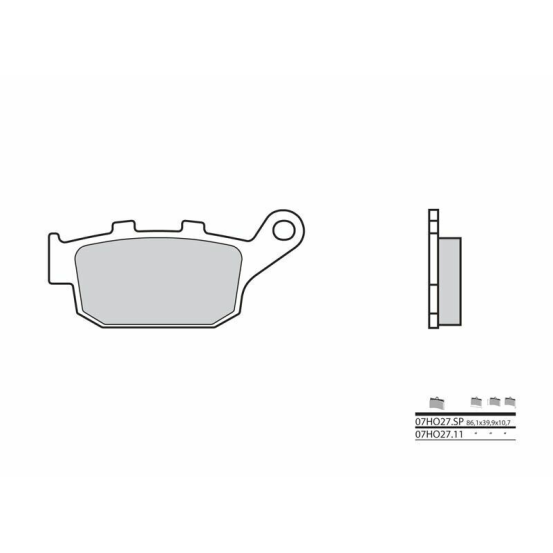 Plaquette de frein arrière BREMBO 07HO27SP métal fritté Route
