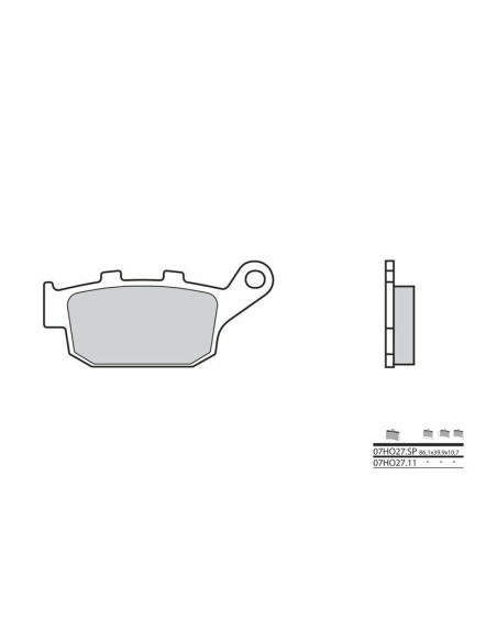 Plaquette de frein arrière BREMBO 07HO27SP métal fritté Route