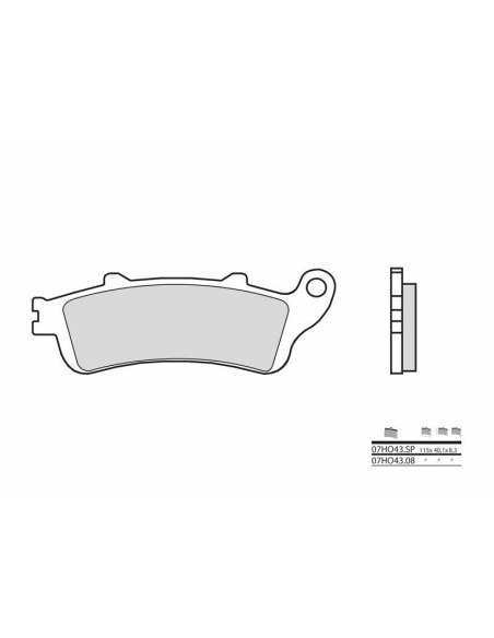 Plaquette de frein arrière BREMBO 07HO43SP métal fritté Route
