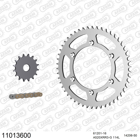 Kit chaine 520 AFAM - Couronne acier - Type de chaine au choix - HM CRE 125 RR 2T 2011-2016