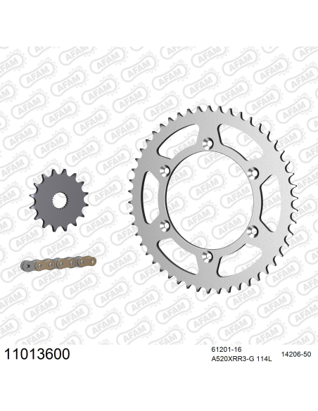 Kit chaine 520 AFAM - Couronne acier - Type de chaine au choix - HM CRE 125 RR 2T 2011-2016