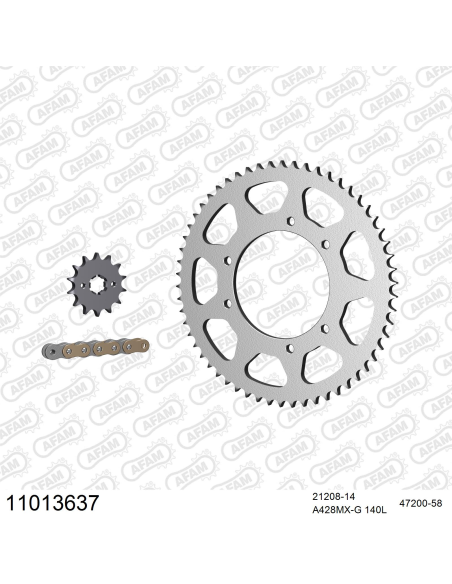 Kit chaine 428 AFAM - Couronne acier - Type de chaine au choix - HM CRM F 125 RR 4T 2011-2016