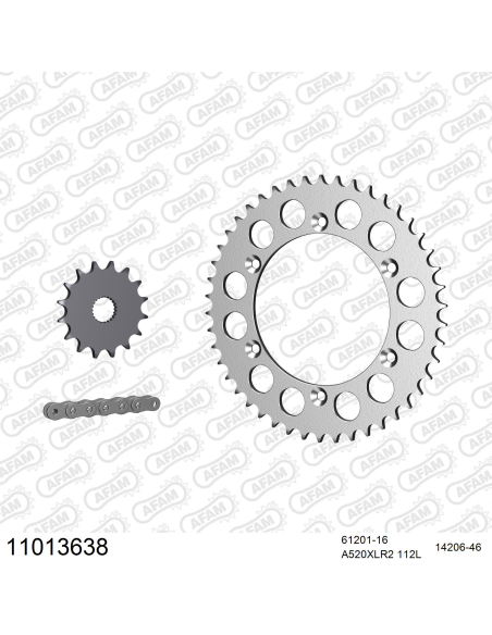 Kit chaine 520 AFAM - Couronne acier - Type de chaine au choix - HM CRM F 125 RR 2T 2011-2016