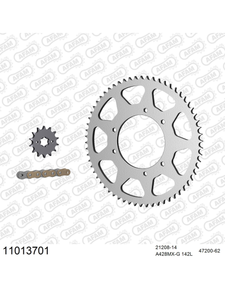 Kit chaine 428 AFAM - Couronne acier - Type de chaine au choix - HM CRE 125 F RR 4T 2011-2016