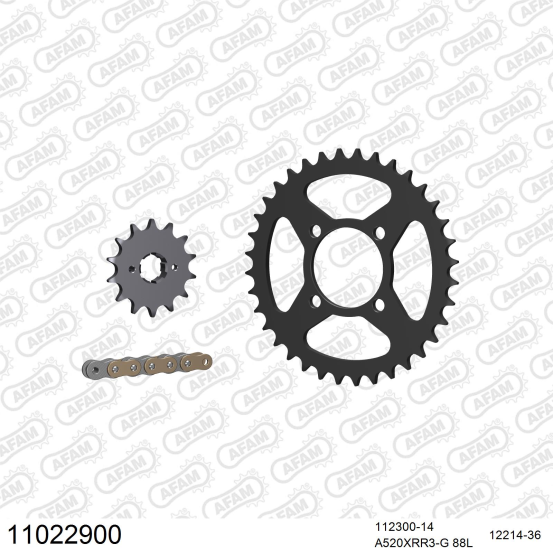 Kit chaine 520 AFAM - Couronne acier - Type de chaine au choix - AEON 220 COBRA 2005-2011