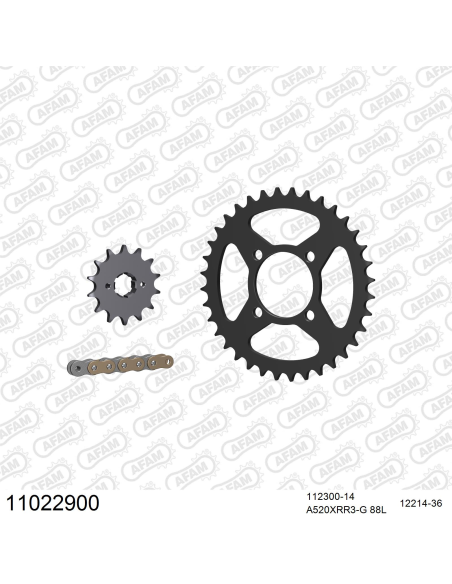 Kit chaine 520 AFAM - Couronne acier - Type de chaine au choix - AEON 220 COBRA 2005-2011