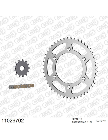 Kit chaine 520 AFAM - Couronne acier - Type de chaine au choix - HM CRE 250 F 2010