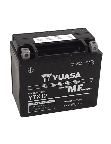 Batterie moto 12v YUASA YTX12 FA sans entretien activée usine