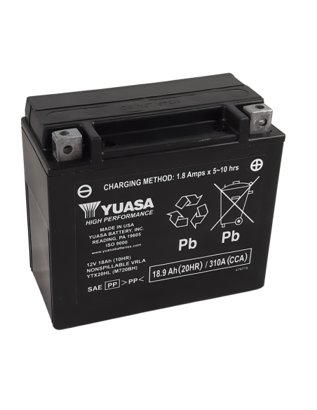 Batterie YUASA YTX20HL FA sans entretien activée usine