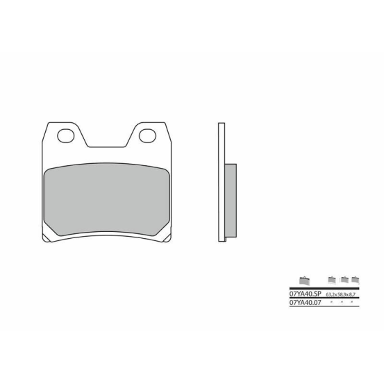 Plaquette de frein arrière BREMBO 07YA40SP métal fritté Route