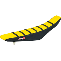 Housse de selle CrossX avec bandes Suzuki 125 RM 2001-2007 250 RM 2001-2009 Jaune-Noir-Noir