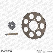 Kit chaine 428 AFAM - Couronne alu anti-boue - Type de chaine au choix - TM 80 petites roues CROSS / ENDURO 2002-2005