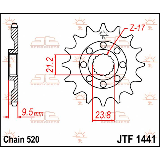 Pignon acier JT - 13 dents - Pas 520 - SUZUKI 450cc