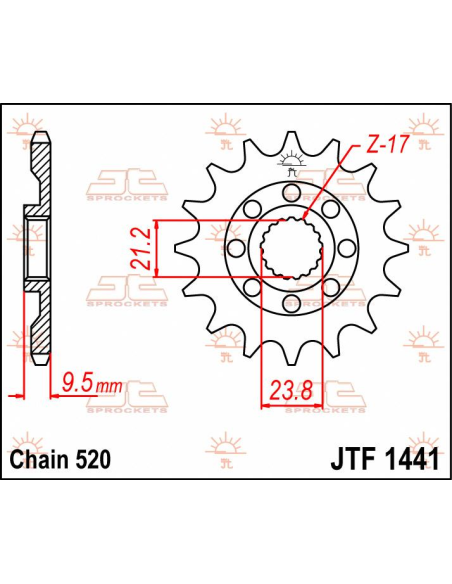 Pignon acier JT - 13 dents - Pas 520 - SUZUKI 450cc