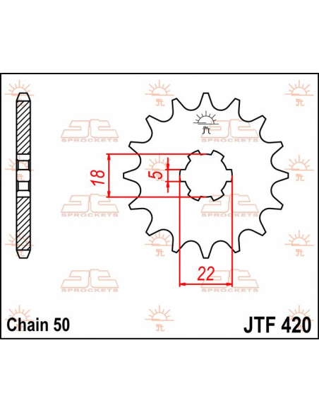 Pignon acier JT - 15 dents - Pas 530 - Réf JTF420.15 - SUZUKI 500 GT 1975-1977