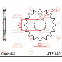 Pignon acier JT - Pas 532 - Nombre de dents au choix