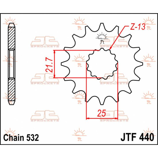 Pignon acier JT - Pas 532 - Nombre de dents au choix