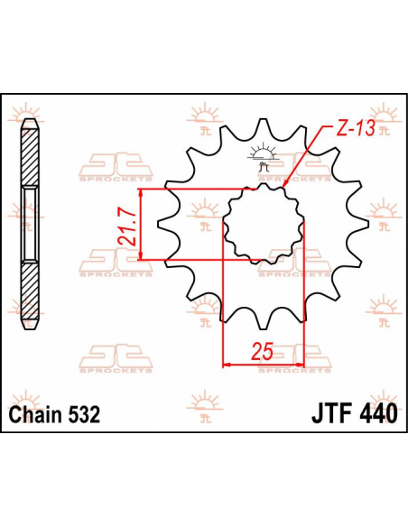 Pignon acier JT - Pas 532 - Nombre de dents au choix