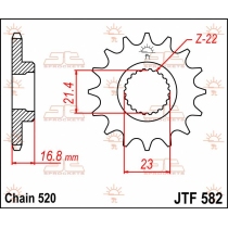 Pignon acier silencieux JT - 16 dents - Pas 520 - Réf JTF582.16RB