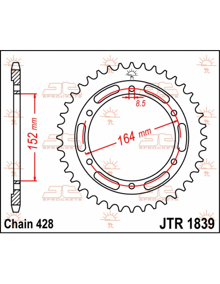 Couronne acier JT - 56 dents - Pas 428 - Réf JTR1839.56