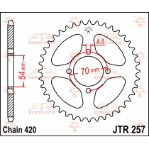Couronne acier JT - 42 dents - Pas 420 - Réf JTR257.42