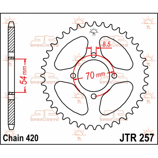 Couronne acier JT - 42 dents - Pas 420 - Réf JTR257.42
