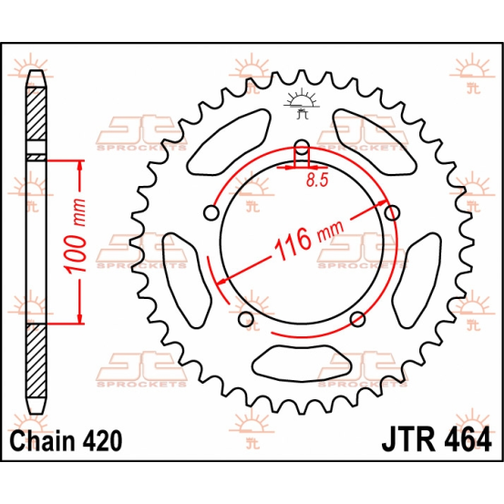 Couronne acier JT - 50 dents - Pas 420 - Réf JTR464.50