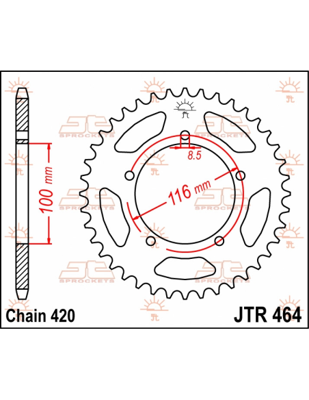 Couronne acier JT - 50 dents - Pas 420 - Réf JTR464.50