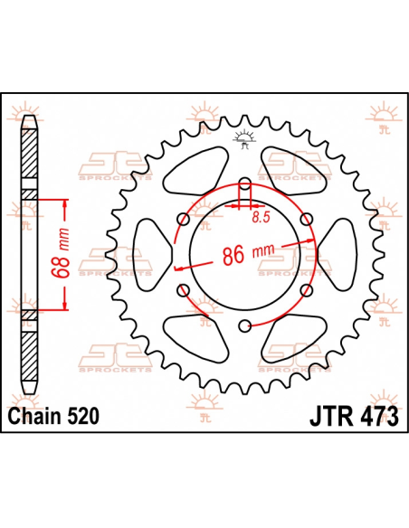 Couronne acier JT - 40 dents - Pas 520 - Réf JTR473.40