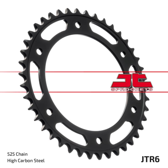 Couronne acier zinc noir JT - 42 dents - Pas 525 - Réf JTR6.42ZBK