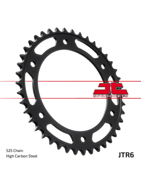 Couronne acier zinc noir JT - 42 dents - Pas 525 - Réf JTR6.42ZBK