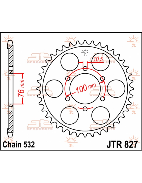 Couronne acier JT - Pas 532 - Nombre de dents au choix