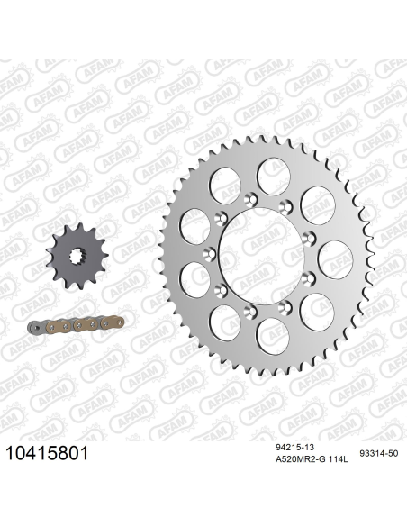 Kit chaine 520 AFAM - Couronne alu anti-boue - Type de chaine au choix - TM 144 MX 2012-2018