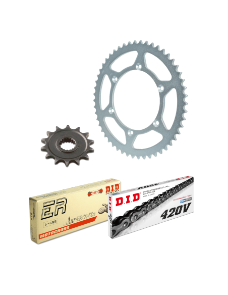 Kit chaine 420 alu DID - KTM 65 SX après 2002 - type de chaine au choix