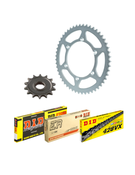 Kit chaine 428 alu DID - KTM 85 SX grandes roues après 2003 - type de chaine au choix