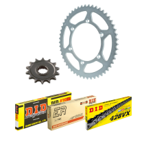 Kit chaine 428 alu DID - KAWASAKI KX grandes roues - 80 KX après 1998 - 85 KX après 2001 - type de chaine au choix