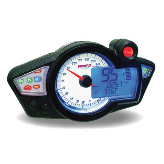 Compteur Digital Mutlifonctions KOSO RX1N GP Style Fond Blanc Universel