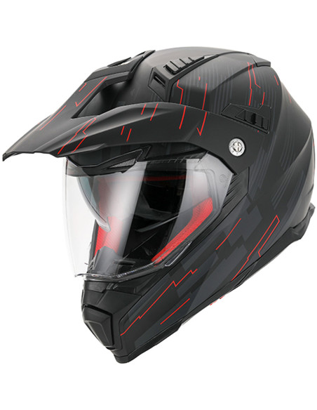 Casque Cross VITO Molino Noir Mat / Rouge (double écran)