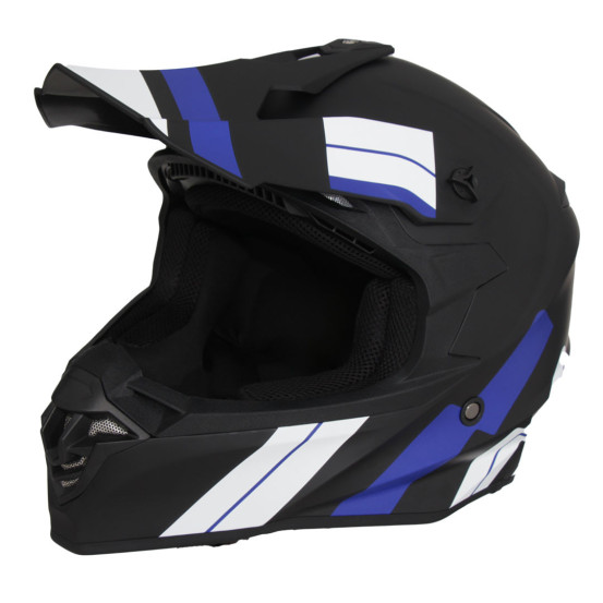 Casque Cross VITO Tivoli Noir Mat / Bleu / Blanc