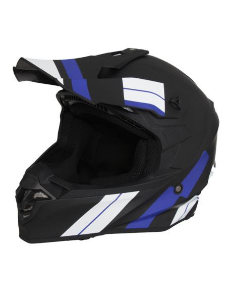 Casque Cross VITO Tivoli Noir Mat / Bleu / Blanc
