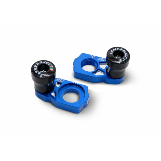 Tendeurs de chaine bleus avec protections SM PROJECT - Axe 22mm - GAS GAS / HUSQVARNA / KTM