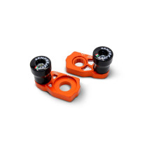 Tendeurs de chaine oranges avec protections SM PROJECT - Axe 22mm - GAS GAS / HUSQVARNA / KTM